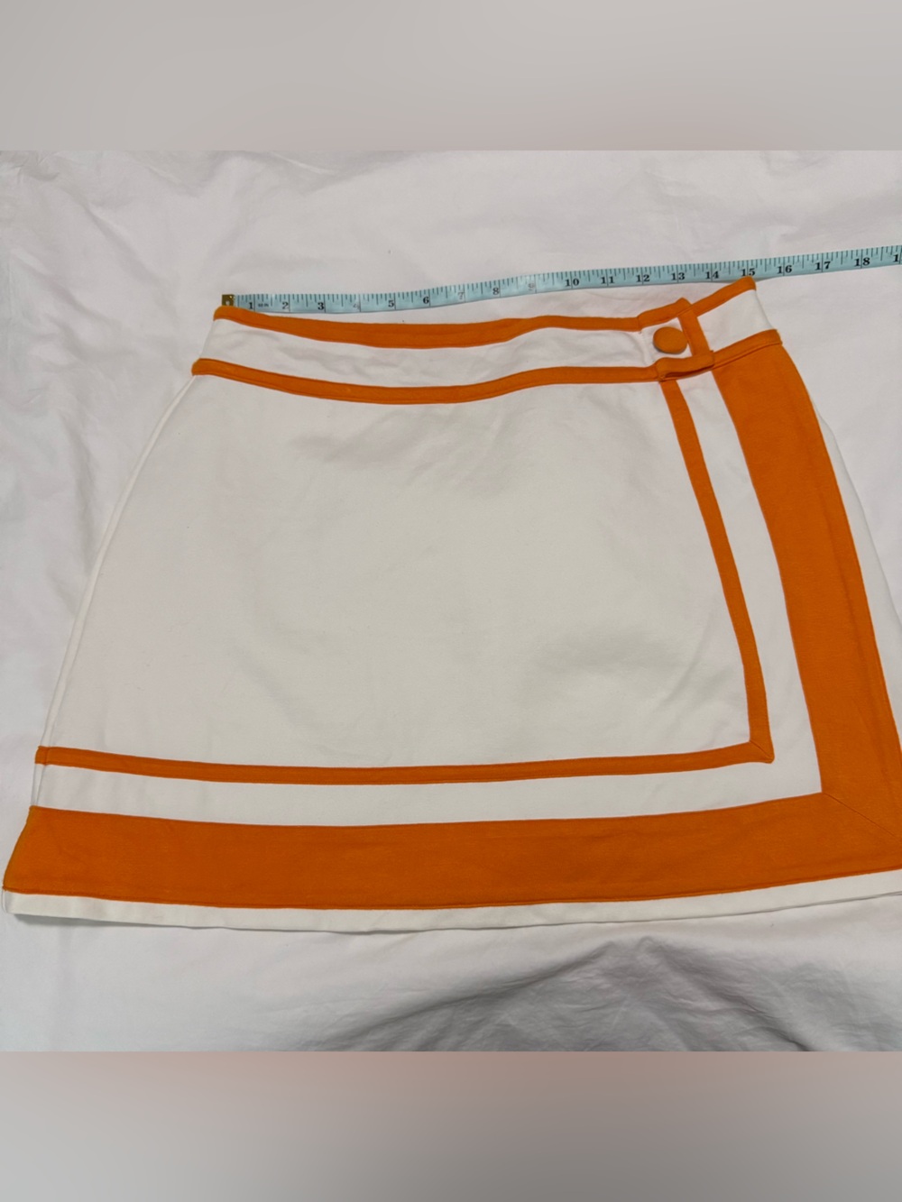 Maeve White Top with Bright Orange Trim